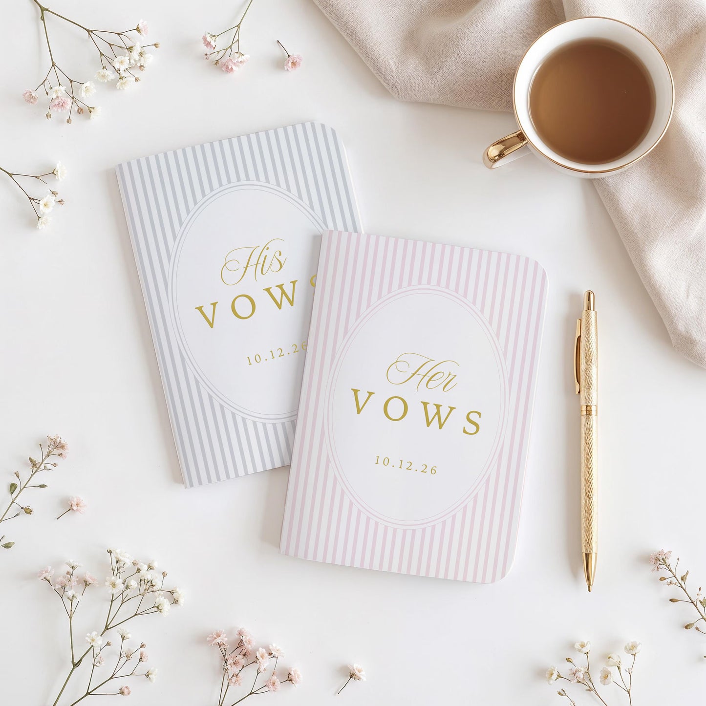 Striped Wedding Vow Book Set