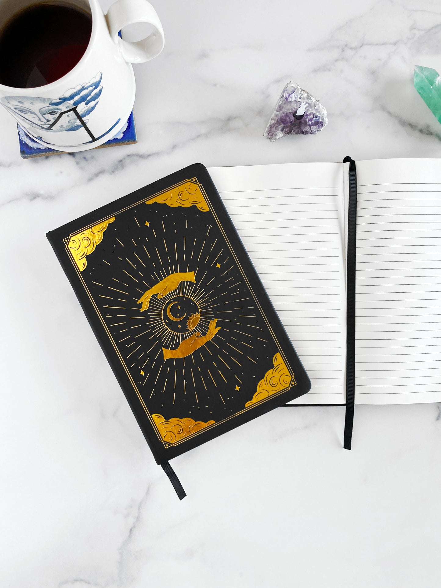 Meditation & Journaling Prompt Cards and 'Intuition' Blank Lined Journal Bundle